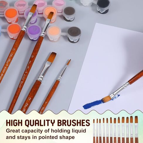 12PCS Artist Watercolor Paint Brushes, Flat Pointed Tip Artist Paint Brushes Flat Paints Brush Basic Set Different Sizes Detail Paints Brush for Watercolor, Acrylic, Gouache, Ink, Christmas in Saudi Arabia