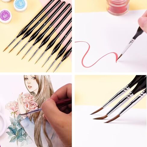 10pcs Detail Paint Brushes Set Miniature Brushes for Fine Detailing Art Painting Acrylic, Watercolor, Oil, Models, 40k in Saudi Arabia