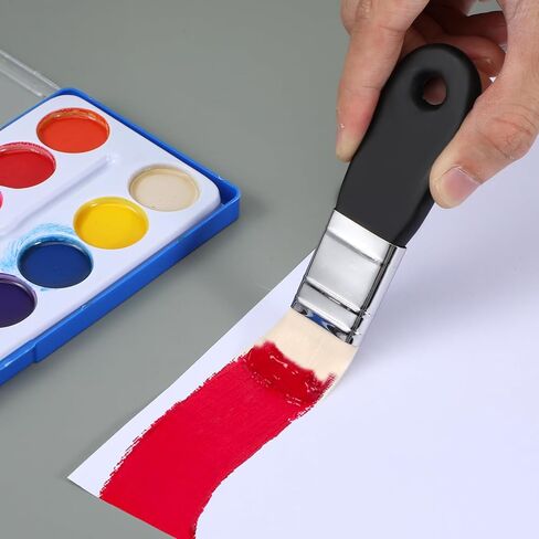 3 Pcs Flat Paint Brushes, Nylon Bristle Chip Brushes with Birch Handle Wide Flat Paddle Brush Set for Acrylic Oil Watercolor Painting Artist Professional Use (1/2/3 Inch) in Saudi Arabia