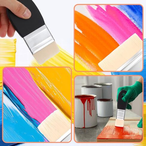3 Pcs Flat Paint Brushes, Nylon Bristle Chip Brushes with Birch Handle Wide Flat Paddle Brush Set for Acrylic Oil Watercolor Painting Artist Professional Use (1/2/3 Inch) in Saudi Arabia