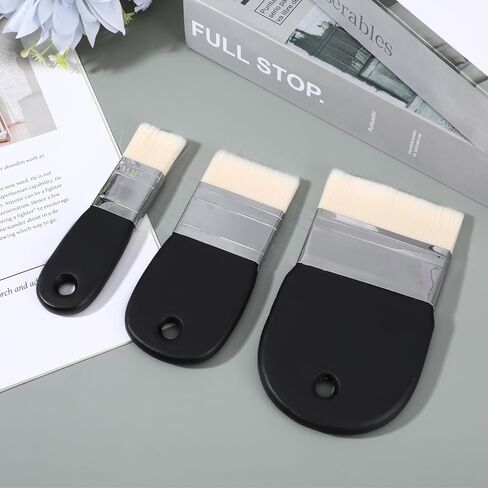3 Pcs Flat Paint Brushes, Nylon Bristle Chip Brushes with Birch Handle Wide Flat Paddle Brush Set for Acrylic Oil Watercolor Painting Artist Professional Use (1/2/3 Inch) in Saudi Arabia