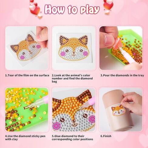 Shemira 24 Pack Valentine's Day Cards for Kids with 5D Diamond Art Painting Kit, Valentines Gift for Kids Classroom, Valentine's Party Favor, School Valentine's Art Activity, Valentine's Art Craft Kit in Saudi Arabia