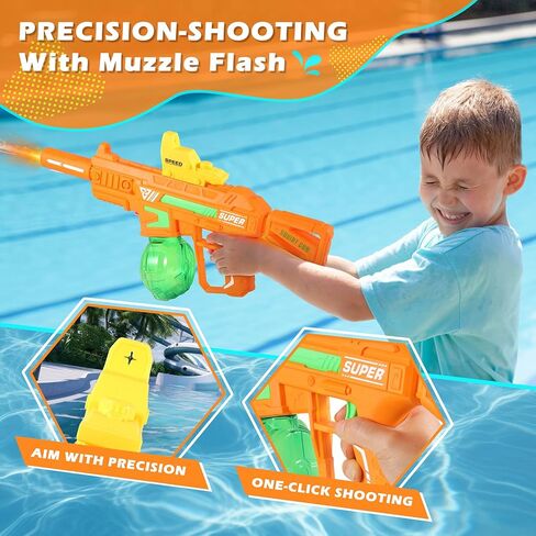 مسدس مياه كهربائي، مسدسات مياه في نهاية المطاف مع مسدس واقعي كمامة لهب ذات سعة عالية، مسدسات رش تلقائية للصيف في الهواء الطلق على الشاطئ، لعبة حفلة حمام السباحة للأطفال البالغين in Kuwait