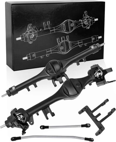 Front Rear Portal Axle Upgrades Part for 1/10 RC Crawler Car Axial SCX10 90046 SCX10 90047,Aluminum Alloy Front Rear Portal Axle Hops Up,Black in Kuwait