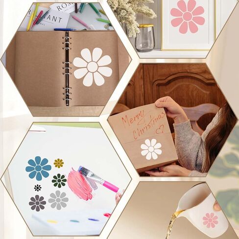 Daisy Flower Stencils for Painting on Walls, 7 Pcs 3.1-7.7 Inch Flower Stencils Reusable Paint Art Stencil Floral Art Templates for DIY Crafts, Canvas, Wood in Saudi Arabia