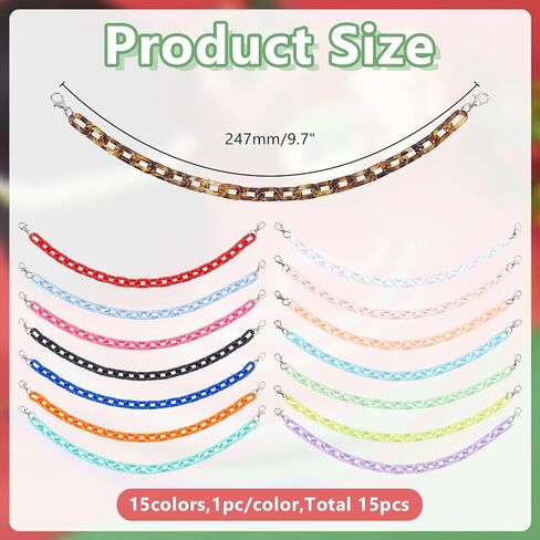 arricraft 15 Pcs Trucker Hat Chains Charms Bulk, 9.72 Inch Colorful Acrylic Detachable Hat Charms Decoration with Platinum Lobster Claw Clasps for Women Men Mesh Baseball Cap Accessories, Valentine's Day Gift in Saudi Arabia