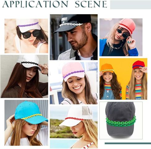 arricraft 15 Pcs Trucker Hat Chains Charms Bulk, 9.72 Inch Colorful Acrylic Detachable Hat Charms Decoration with Platinum Lobster Claw Clasps for Women Men Mesh Baseball Cap Accessories, Valentine's Day Gift in Saudi Arabia