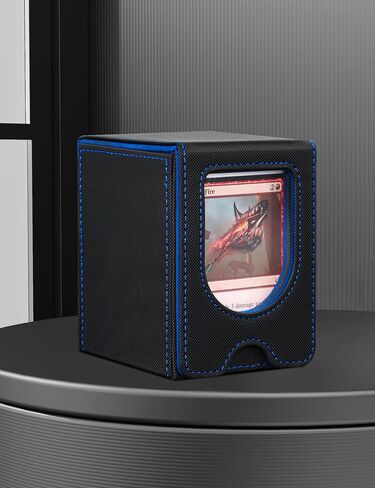 Card Deck Box for MTG Commander, Magic Card Box Fits for TCG/PTCG/CCG Card,Card Case Holds 100+ Double-Sleeved Cards(Black&Blue) in Saudi Arabia