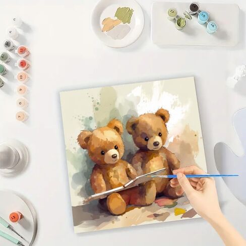 مجموعة الرسم الرقمي للقراءة من الدببة الدببة للبالغين - لوحة زيتية على شكل دب DIY على القماش مقاس 7.87 × 7.87 بوصة، مجموعة طلاء أكريليك مؤطرة، جيدة للمبتدئين، ديكور المنزل أو الأعمال الفنية للهدايا in Kuwait