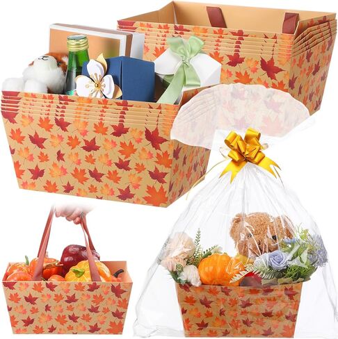 Qinyoung 12 Pack Valentine's Day Baskets for Gifts Empty Love Heart Gift Basket with Handles, Pull Bows, Cellophane Bags and Twist Ties for Valentine Party Favor Supplies, 9.8 x 6.5 Inch in Saudi Arabia
