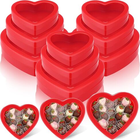 Wesiti 9 Pcs Small Heart Shaped Boxes with Window Valentine's Day Gift Boxes Plastic Heart Container Storage Holder for DIY Projects Presents Candy Snake Jewelry, 3 Size in Saudi Arabia