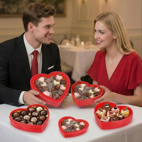 Wesiti 9 Pcs Small Heart Shaped Boxes with Window Valentine's Day Gift Boxes Plastic Heart Container Storage Holder for DIY Projects Presents Candy Snake Jewelry, 3 Size in Saudi Arabia