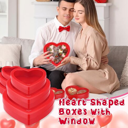 Wesiti 9 Pcs Small Heart Shaped Boxes with Window Valentine's Day Gift Boxes Plastic Heart Container Storage Holder for DIY Projects Presents Candy Snake Jewelry, 3 Size in Saudi Arabia