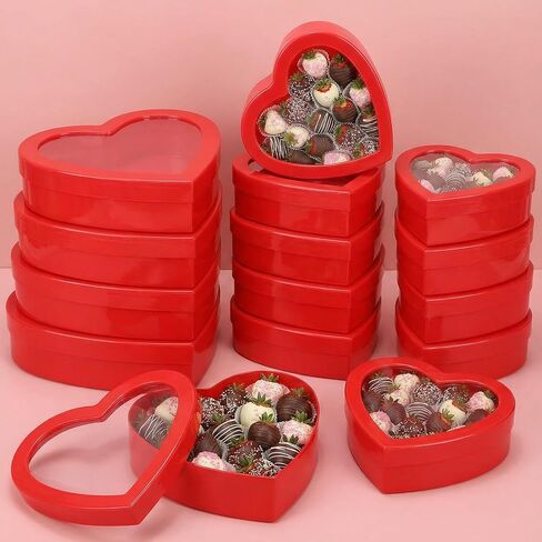 Wesiti 9 Pcs Small Heart Shaped Boxes with Window Valentine's Day Gift Boxes Plastic Heart Container Storage Holder for DIY Projects Presents Candy Snake Jewelry, 3 Size in Saudi Arabia