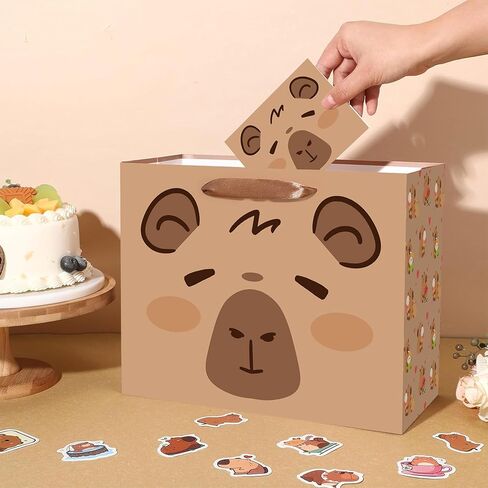 حقيبة هدايا عيد ميلاد كابيبارا من لانكيافسكريبت مع مناديل ورقية وبطاقة، لوازم تزيين الحفلات ذات طابع الحيوان البني in Kuwait