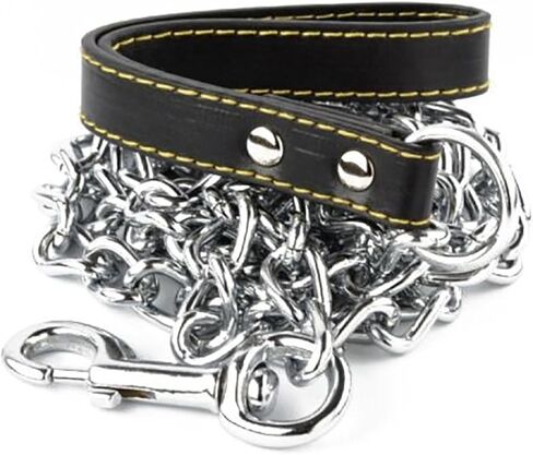 Omni Premium Heavy Duty Extra Thick Links(4.0mm) Dog Chain Leash, 72 Inches (72"), 6 Feet (6') Faux Leather Handle for Medium Size Dogs or Large Dogs in Saudi Arabia