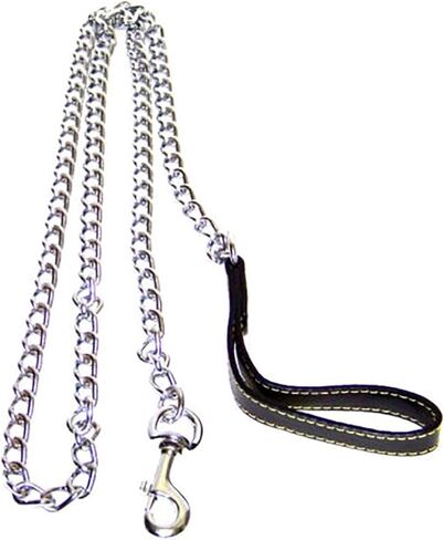 Omni Premium Heavy Duty Extra Thick Links(4.0mm) Dog Chain Leash, 72 Inches (72"), 6 Feet (6') Faux Leather Handle for Medium Size Dogs or Large Dogs in Saudi Arabia