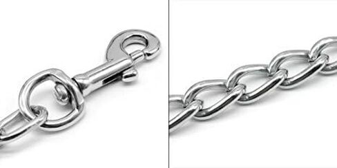 Omni Premium Heavy Duty Extra Thick Links(4.0mm) Dog Chain Leash, 72 Inches (72"), 6 Feet (6') Faux Leather Handle for Medium Size Dogs or Large Dogs in Saudi Arabia