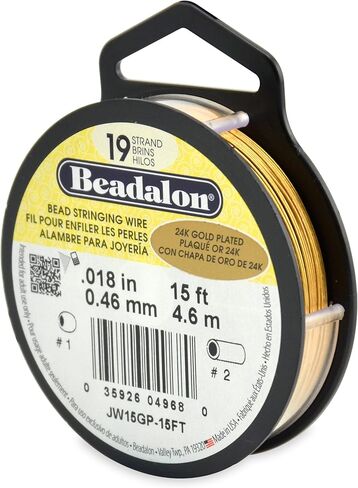 Beadalon 19-Strand Bead Stringing Wire, 0.018-Inch, Gold Plated, 15-Feet in Saudi Arabia