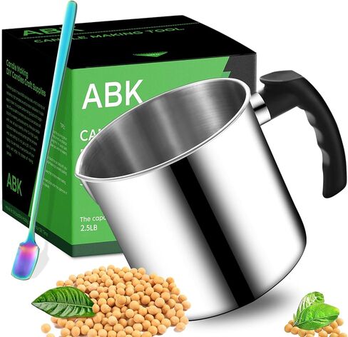 Candle Making Pouring Pot, 2.5LB Double Boiler Wax Melting Pot, 304 Stainless Steel Candle Making Pitcher, 1pc Spoon, Silvery Melting Pot with Heat-Resistant Handle and Dripless Pouring Spout Design in Kuwait