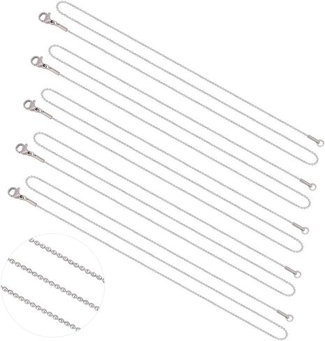 PH PandaHall 10 Strands 1mm Stainless Steel Ball Chain Necklaces with Lobster Claw Clasps Silver Tones Chain Necklaces Metal Material for Men Women Necklaces Jewelry Making 20.4"(52cm) in Kuwait