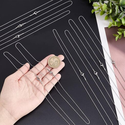PH PandaHall 10 Strands 1mm Stainless Steel Ball Chain Necklaces with Lobster Claw Clasps Silver Tones Chain Necklaces Metal Material for Men Women Necklaces Jewelry Making 20.4"(52cm) in Kuwait