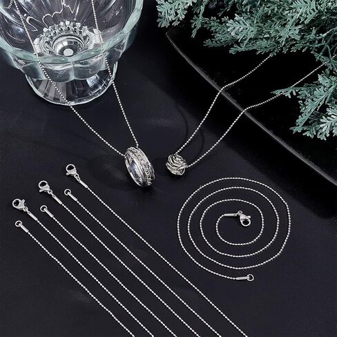 PH PandaHall 10 Strands 1mm Stainless Steel Ball Chain Necklaces with Lobster Claw Clasps Silver Tones Chain Necklaces Metal Material for Men Women Necklaces Jewelry Making 20.4"(52cm) in Kuwait