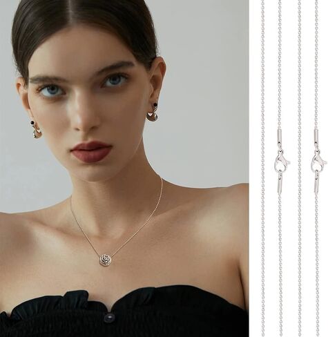 PH PandaHall 10 Strands 1mm Stainless Steel Ball Chain Necklaces with Lobster Claw Clasps Silver Tones Chain Necklaces Metal Material for Men Women Necklaces Jewelry Making 20.4"(52cm) in Kuwait