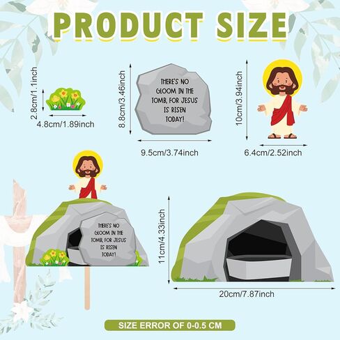 Gersoniel 24 Sets Religious Easter Craft Kits Jesus is Risen Stick DIY Kit Jesus Resurrection Scene Christian Tomb Crafts for Easter Church VBS Sunday Activities Party Favor in Saudi Arabia