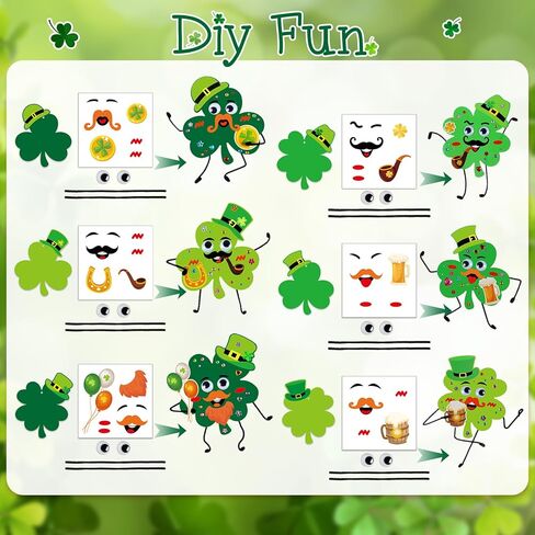 Thyle 24 Sets St. Patrick's Day Craft Kits DIY St. Patrick's Day Shamrock Sticker Crafts Make Your Own Irish Lucky Shamrock Clover Card Bulk Set for Irish Classroom Home Activities Party Favors in Saudi Arabia