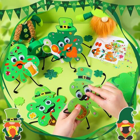 Thyle 24 Sets St. Patrick's Day Craft Kits DIY St. Patrick's Day Shamrock Sticker Crafts Make Your Own Irish Lucky Shamrock Clover Card Bulk Set for Irish Classroom Home Activities Party Favors in Saudi Arabia