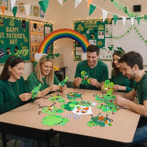 Thyle 24 Sets St. Patrick's Day Craft Kits DIY St. Patrick's Day Shamrock Sticker Crafts Make Your Own Irish Lucky Shamrock Clover Card Bulk Set for Irish Classroom Home Activities Party Favors in Saudi Arabia
