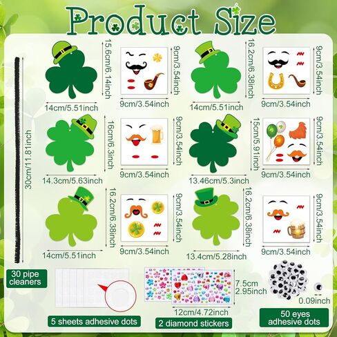 Thyle 24 Sets St. Patrick's Day Craft Kits DIY St. Patrick's Day Shamrock Sticker Crafts Make Your Own Irish Lucky Shamrock Clover Card Bulk Set for Irish Classroom Home Activities Party Favors in Saudi Arabia