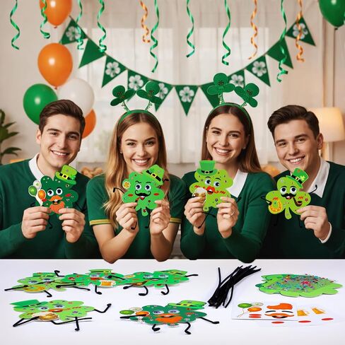 Thyle 24 Sets St. Patrick's Day Craft Kits DIY St. Patrick's Day Shamrock Sticker Crafts Make Your Own Irish Lucky Shamrock Clover Card Bulk Set for Irish Classroom Home Activities Party Favors in Saudi Arabia