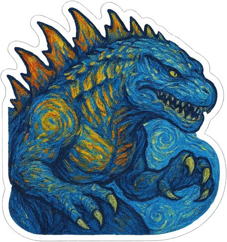 (3 Pack) Post-Impressionist Gogh Style Zilla 1998 Godzilla Sticker (3" x 3") in Saudi Arabia