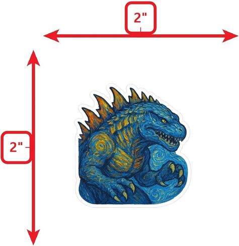 (3 Pack) Post-Impressionist Gogh Style Zilla 1998 Godzilla Sticker (3" x 3") in Saudi Arabia
