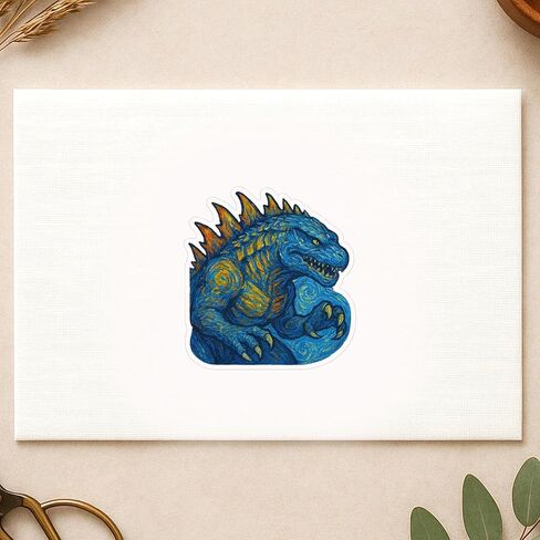 (3 Pack) Post-Impressionist Gogh Style Zilla 1998 Godzilla Sticker (3" x 3") in Saudi Arabia