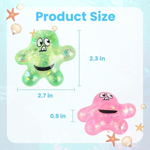 Taba Squishy Toys ，4Pack Marine Life - Starfish Kawaii Stress Relief Fidget Sensory Toys, Soft Silicone Squeeze Gifts for Children, Teens, and Adults in Saudi Arabia