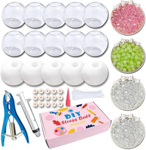 مجموعة صنع كرات الضغط من TXGSDXS DIY، 15 طبقة من المطاط اللدن حراريًا، حشو 4.2 أونصة، أداة تفريغ واحدة، 20 ربطة كابل لإنشاء ألعاب ASMR لتخفيف القلق والاسترخاء المقرمش (15 قطعة) in Saudi Arabia