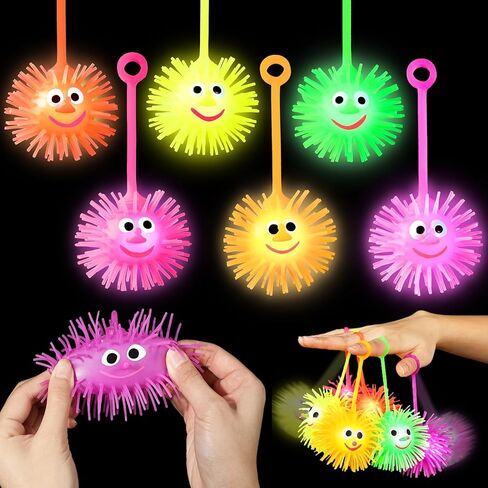 24PCS Light Up Balls for Kids 3.4 inch Puffer Bouncy LED Ball Flashing Sensory Glow in The Dark Toys Bulk Party Favors for Valentines Day Gifts Classroom Stuffer Sprizes Pinata Fillers in Saudi Arabia