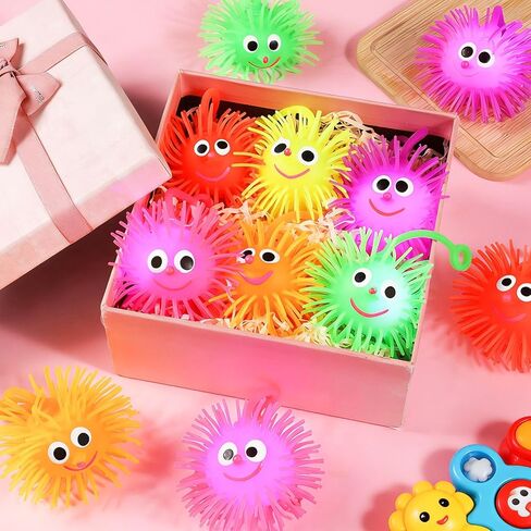 24PCS Light Up Balls for Kids 3.4 inch Puffer Bouncy LED Ball Flashing Sensory Glow in The Dark Toys Bulk Party Favors for Valentines Day Gifts Classroom Stuffer Sprizes Pinata Fillers in Saudi Arabia