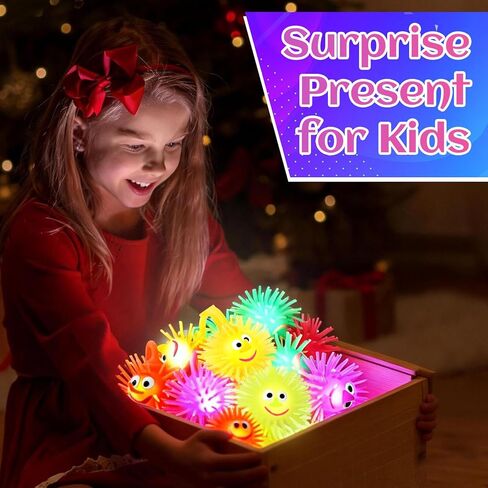 24PCS Light Up Balls for Kids 3.4 inch Puffer Bouncy LED Ball Flashing Sensory Glow in The Dark Toys Bulk Party Favors for Valentines Day Gifts Classroom Stuffer Sprizes Pinata Fillers in Saudi Arabia