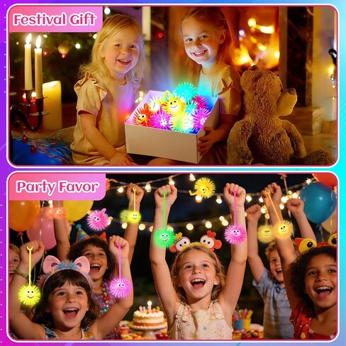 24PCS Light Up Balls for Kids 3.4 inch Puffer Bouncy LED Ball Flashing Sensory Glow in The Dark Toys Bulk Party Favors for Valentines Day Gifts Classroom Stuffer Sprizes Pinata Fillers in Saudi Arabia