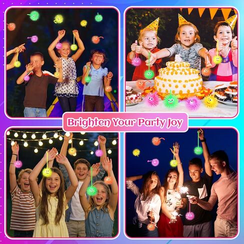 24PCS Light Up Balls for Kids 3.4 inch Puffer Bouncy LED Ball Flashing Sensory Glow in The Dark Toys Bulk Party Favors for Valentines Day Gifts Classroom Stuffer Sprizes Pinata Fillers in Saudi Arabia