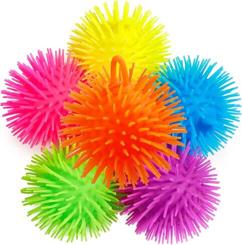 Bedwina Puffer Balls (Pack of 12) - Squishy Balls for Kids Neon Party Favors Sensory, Stress Relief Squishy & Therapy Toys for Kids, Boys & Girls Goodie Bag Stuffers, Prizes and Party Supplies in Saudi Arabia