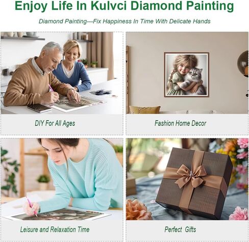 مجموعات الطلاء الماسي من Kulvci للقطط البالغة، مجموعات فنية ماسية للمبتدئين، فن خرز ماسي 5D DIY، حفر كامل دائري الجوهرة ديكور منزلي 12 × 12 بوصة in Kuwait
