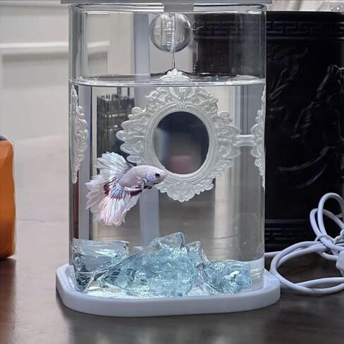 Floating Aquarium Decor Betta Training Mirror Fish Tank Accessories Aquarium Toys for Betta Fish,Guppies,Goldfish (Silver) in Kuwait