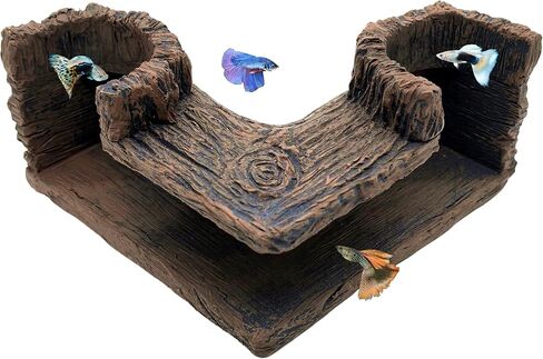 M2cbridge Aquarium Cave Betta Tunnel Driftwood Corners Shrimp House Hideout for Cichlid Breeding(Tree Trunk) in Kuwait