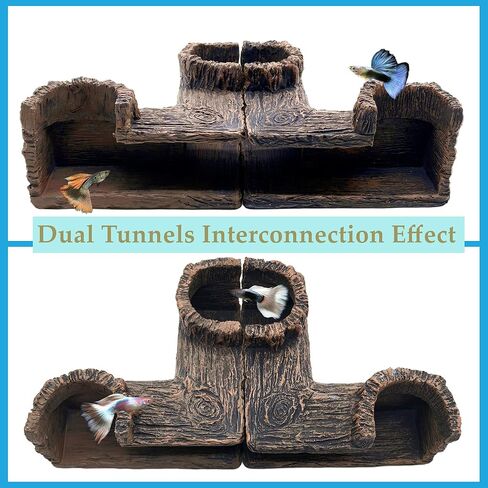 M2cbridge Aquarium Cave Betta Tunnel Driftwood Corners Shrimp House Hideout for Cichlid Breeding(Tree Trunk) in Kuwait