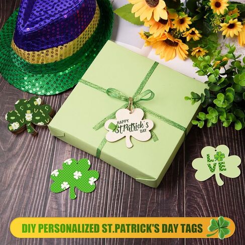 AWIZOM 72 Pcs Unfinished Wooden Shamrock Ornaments St. Patrick's Day Wooden Cutouts Blank Wood Shamrock to Paint Wood Clover Slices with Twine for DIY Crafts Tags Irish Holiday Hanging Decor,3.5x2.99 in Saudi Arabia